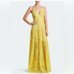 Dress the Population Yellow Lace Maxi Dress